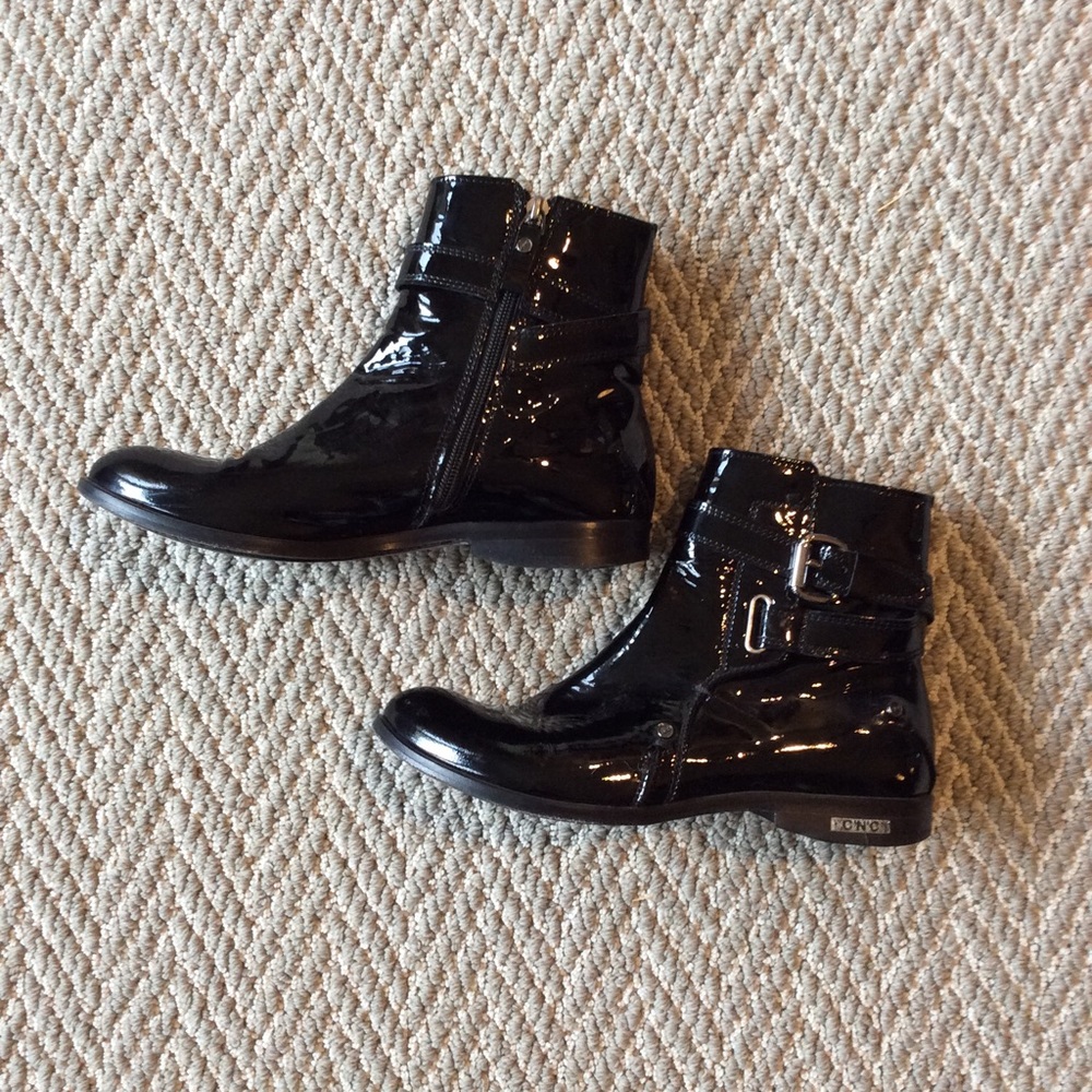 CNC designer patent leather booties size 7
